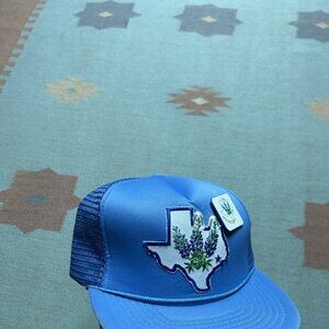 Vintage trucker hat mesh cap Houston Texas embroidered light blue SnapBack